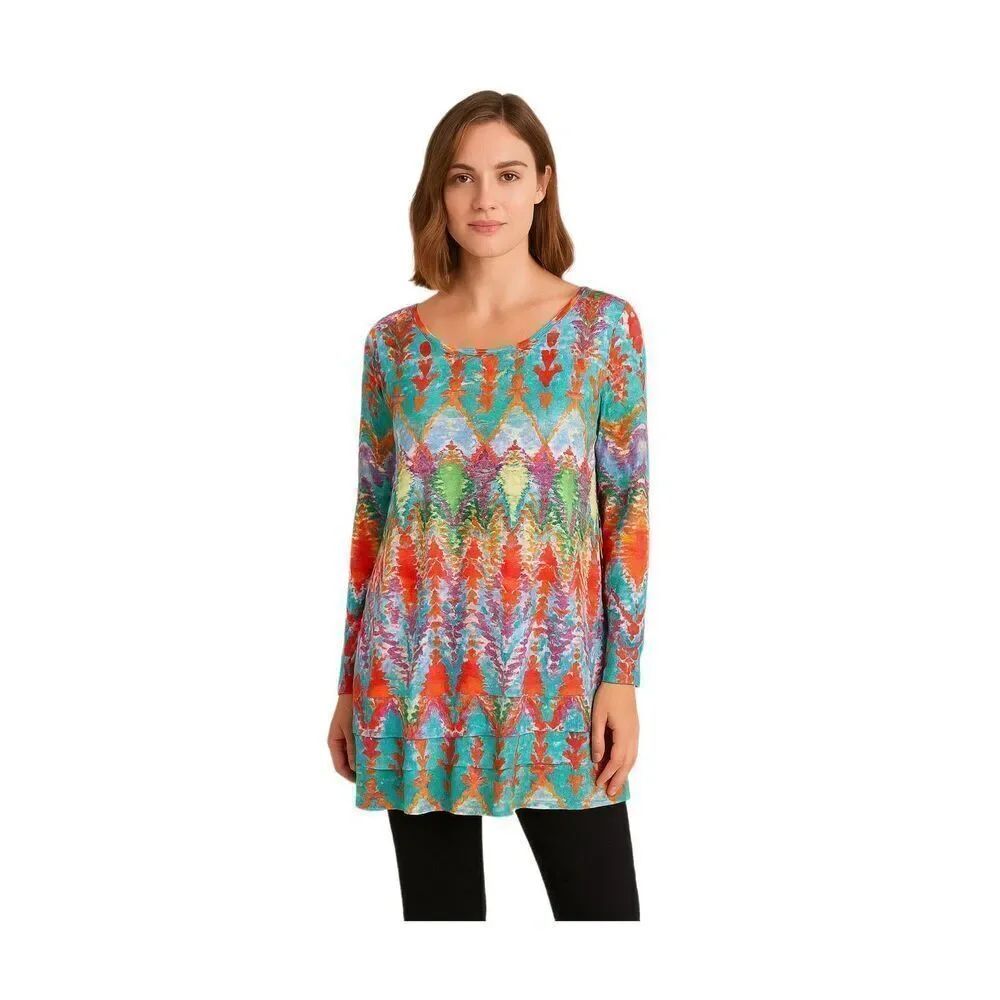 Amma size L boho southwest Aztec knit tunic top